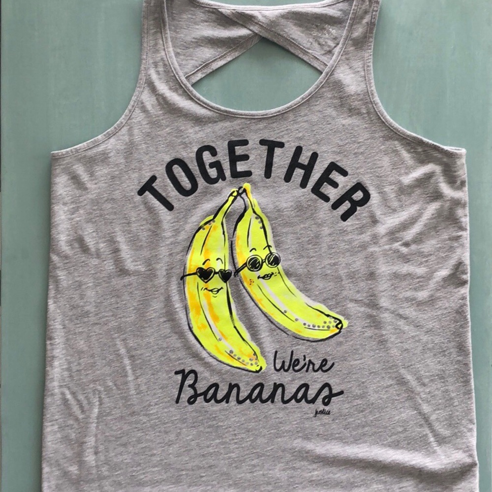 Justice Size 18 Gray Yellow Bananas Cutout Tank